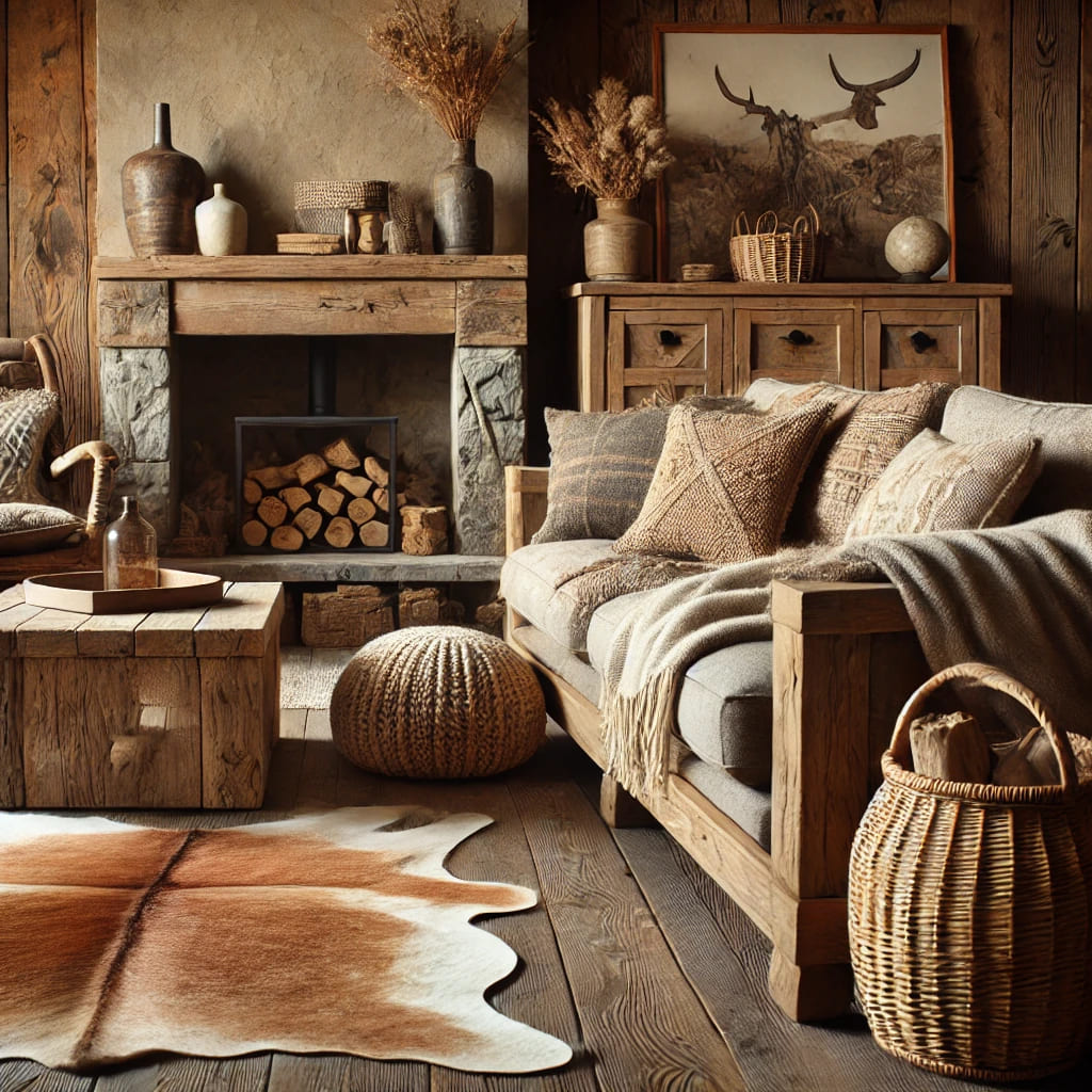 Rustik mobilyalar ile post halı 